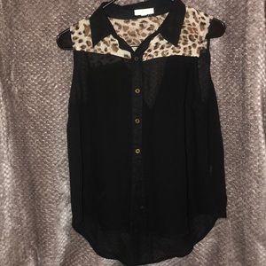 Black see through and cheetah top